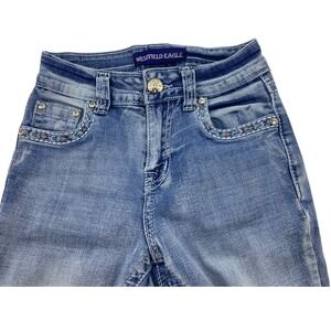 Westfield Eagle Bootcut Jeans Juniors Size 1 Blue Rhinestone‎ Embroidered Flare